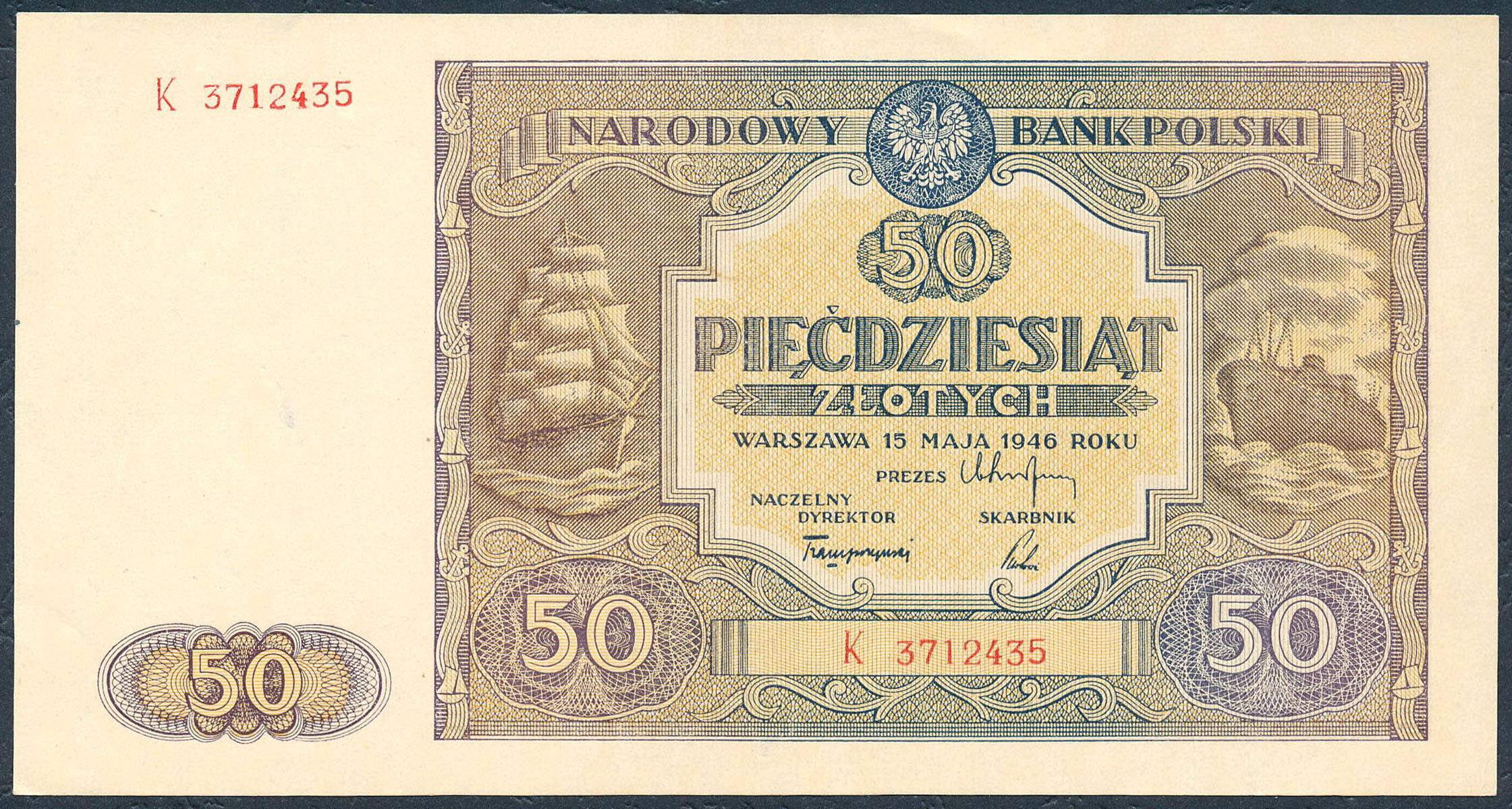 Banknot 50 złotych 1946 - K - PIĘKNY